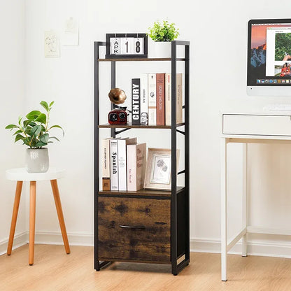 Minimalist Yoobure 4-Tier Bookshelf with Drawers