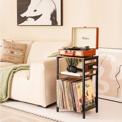 Yoobure record player holder with double dividers and charging port