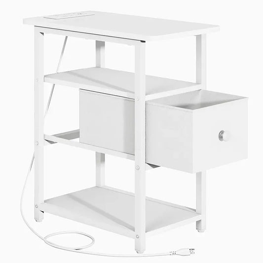 Yoobure Narrow Side Table with Charging Ports for Three Levels of Space