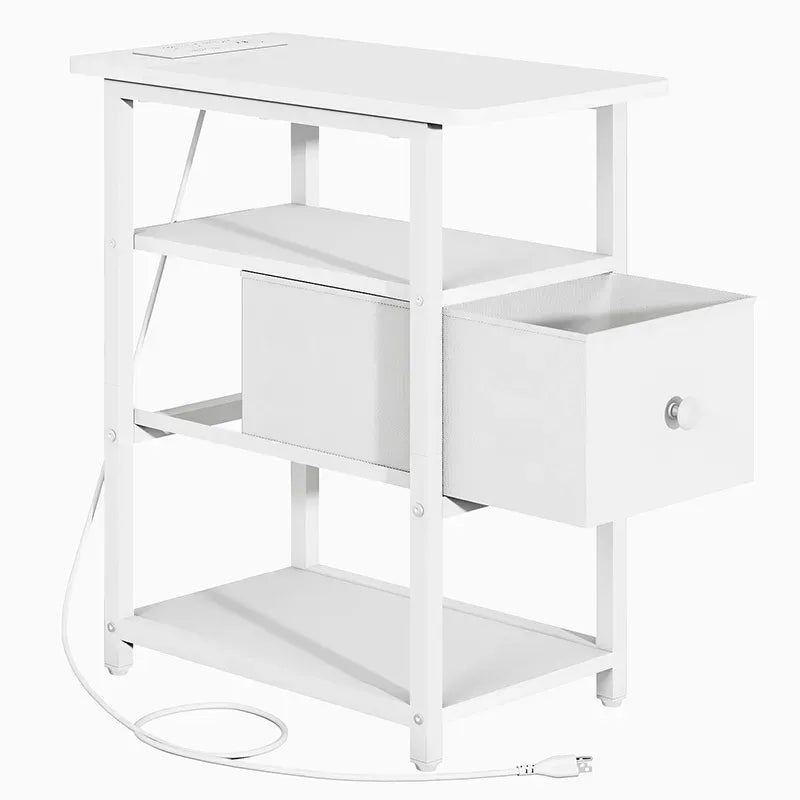 Three-tier Narrow Side Table With Drawer