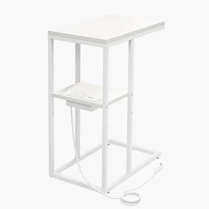 Contemporary C-Shaped Side Table with Charging Station