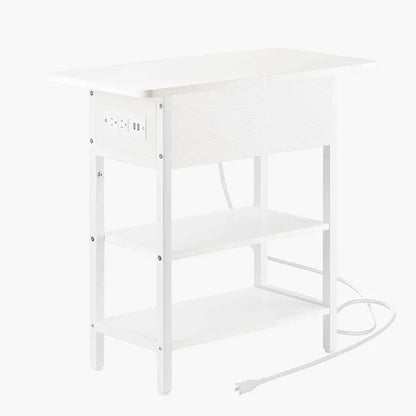 White End Table with Charging Station