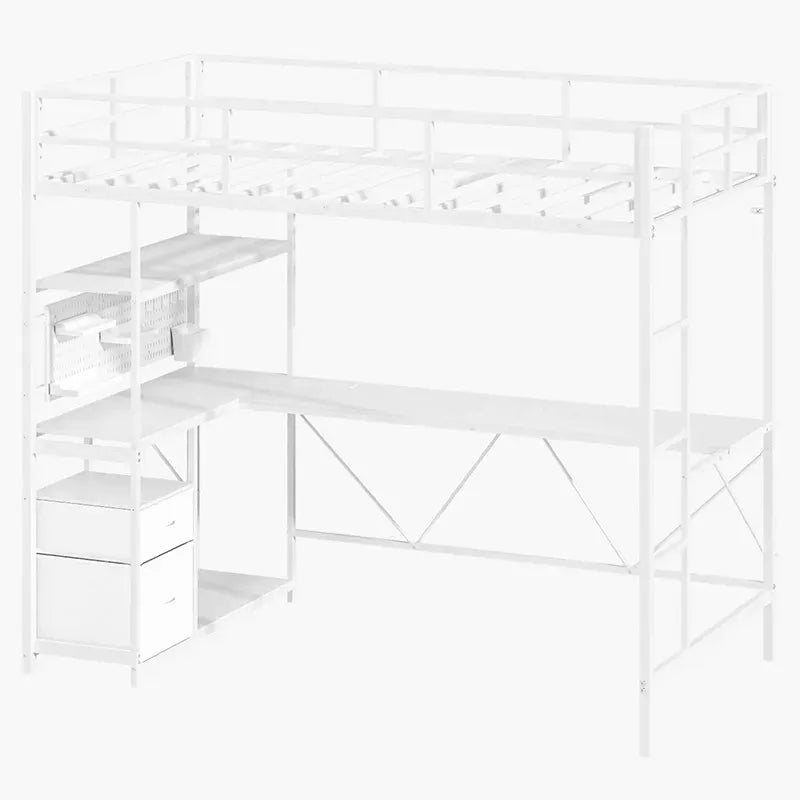 Yoobure Twin Size Loft Bed with Built-in Desk