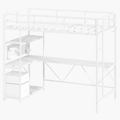 Yoobure Twin Size Loft Bed with Built-in Desk