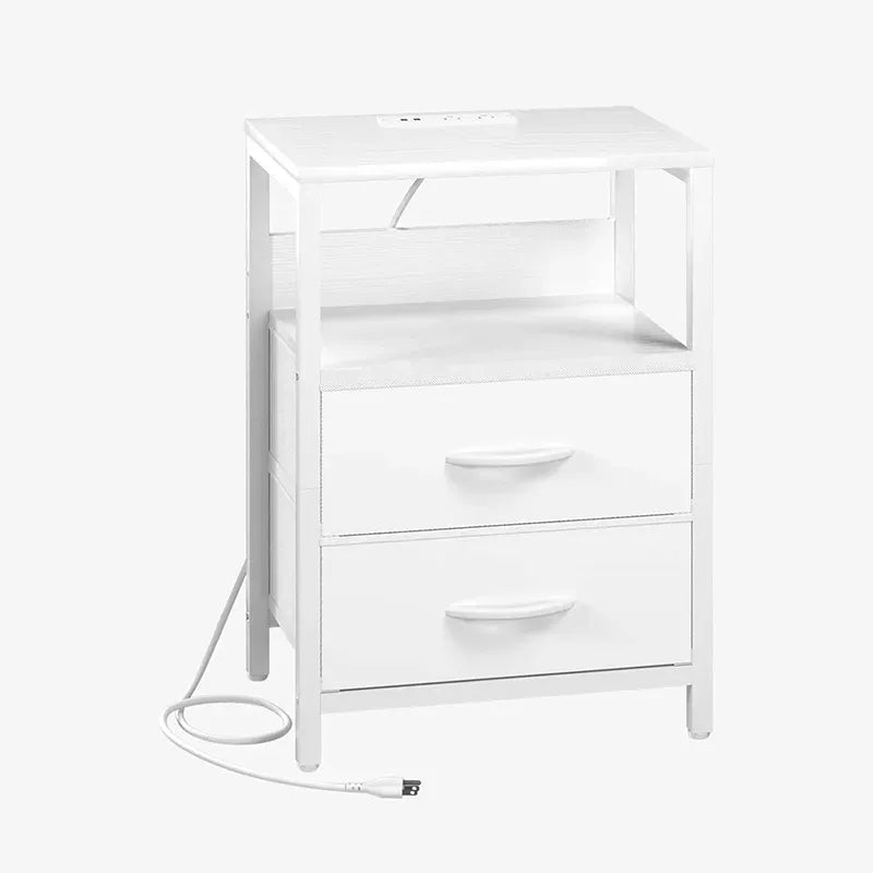 Yoobure 2-drawer bedside table with LED and charging plugs