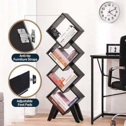 Yoobure Modern Bookshelf with Diamond Lattice Shape