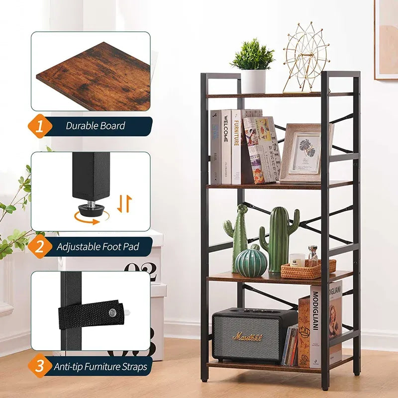 Drawerless Yoobure 4-Tier Small Bookshelf