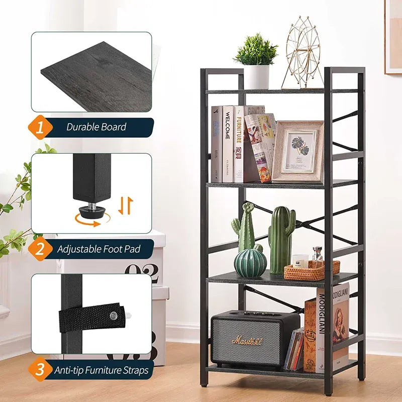 Drawerless Yoobure 4-Tier Small Bookshelf