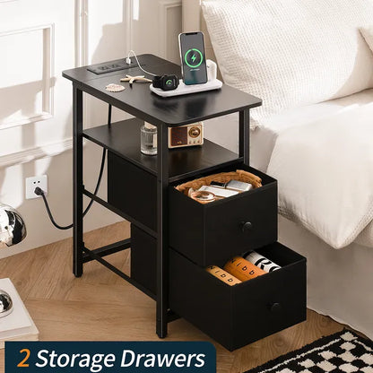 Rechargeable Yoobure 2 Drawer Narrow Side Table with Charging Post