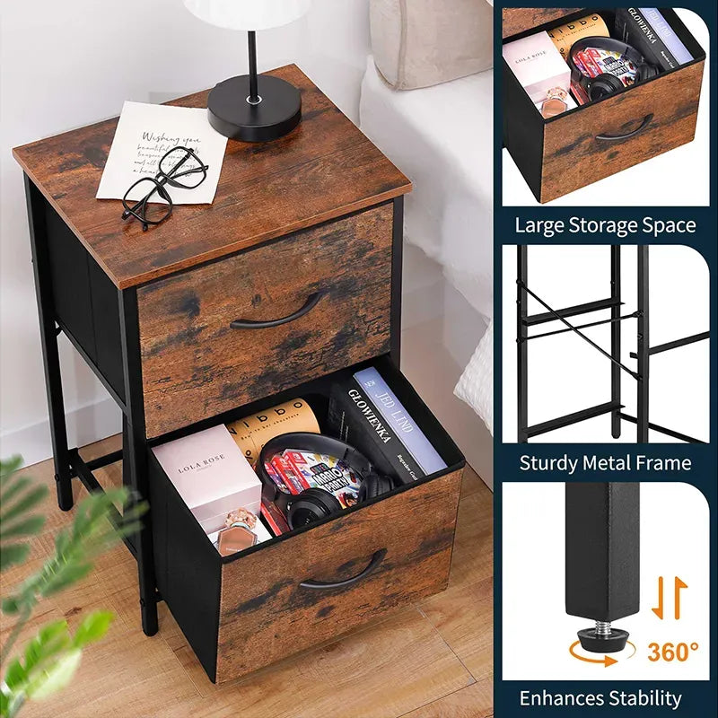 High Capacity Yoobure 2 Drawer Nightstand (2 Piece Set)