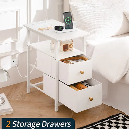 Rechargeable Yoobure 2 Drawer Narrow Side Table with Charging Post