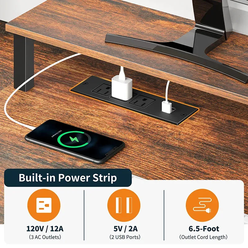 Home Utility Yoobure 55.1-Inch Two Drawer Computer Desk