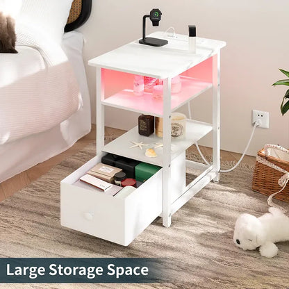 Three-tier Narrow Side Table With Drawer