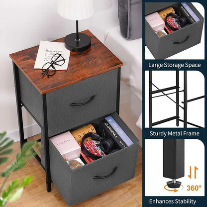 High Capacity Yoobure 2 Drawer Nightstand (2 Piece Set)