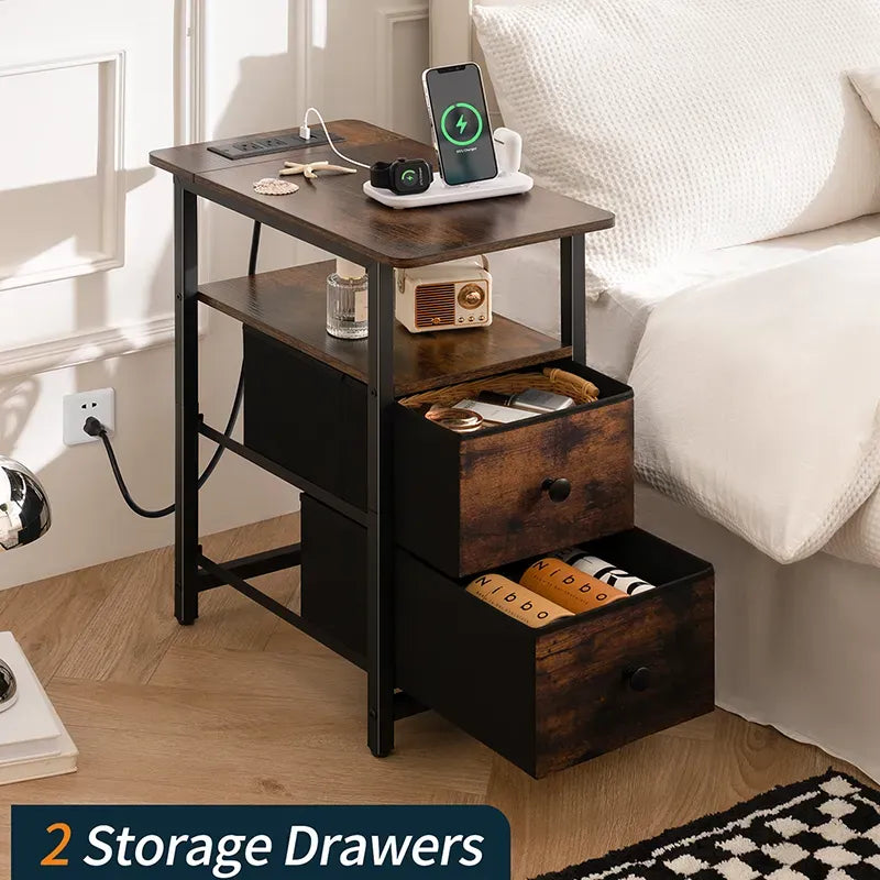 Rechargeable Yoobure 2 Drawer Narrow Side Table with Charging Post