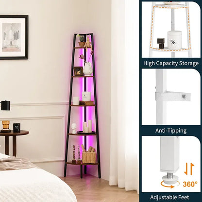 Simple Yoobure 5-Tier Corner Shelf with LED