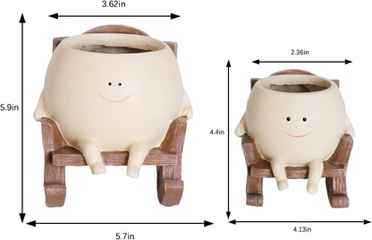 Yoobures Smily Face Planter Pot Cute Resin Flower Head Planters