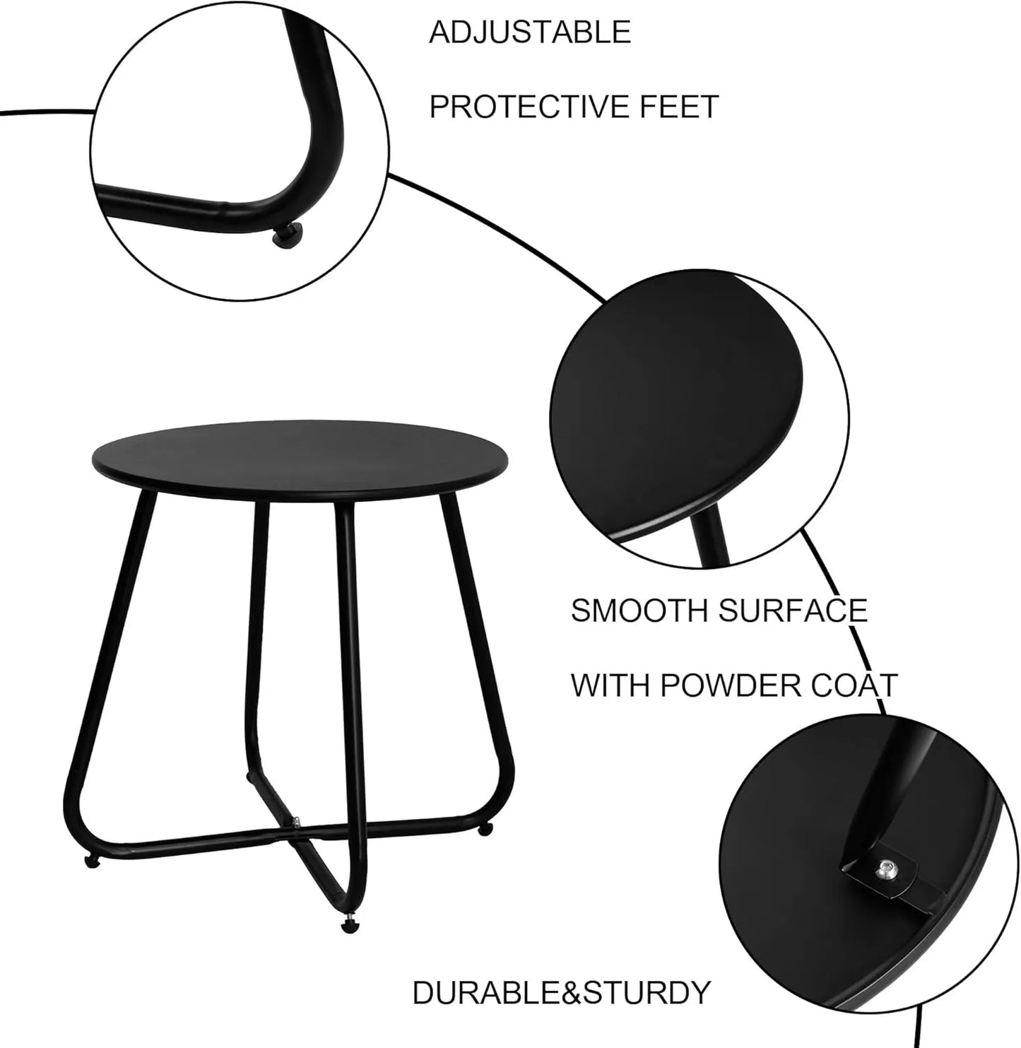 Yoobures E-Coated Steel Side Table