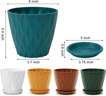 Yoobures Planters with Drainage Holes and Tray Saucers