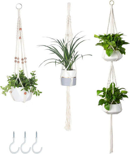 Yoobures 3 Pack Macrame Plant Hanger Indoor Hanging Planter