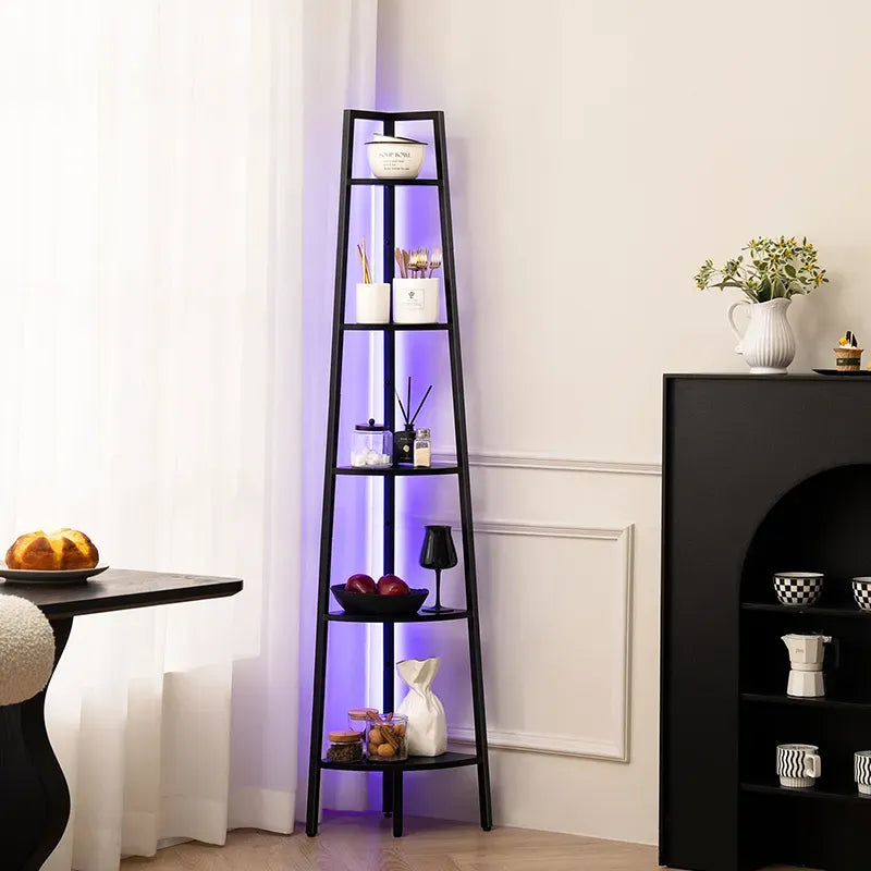 Simple Yoobure 5-Tier Corner Shelf with LED