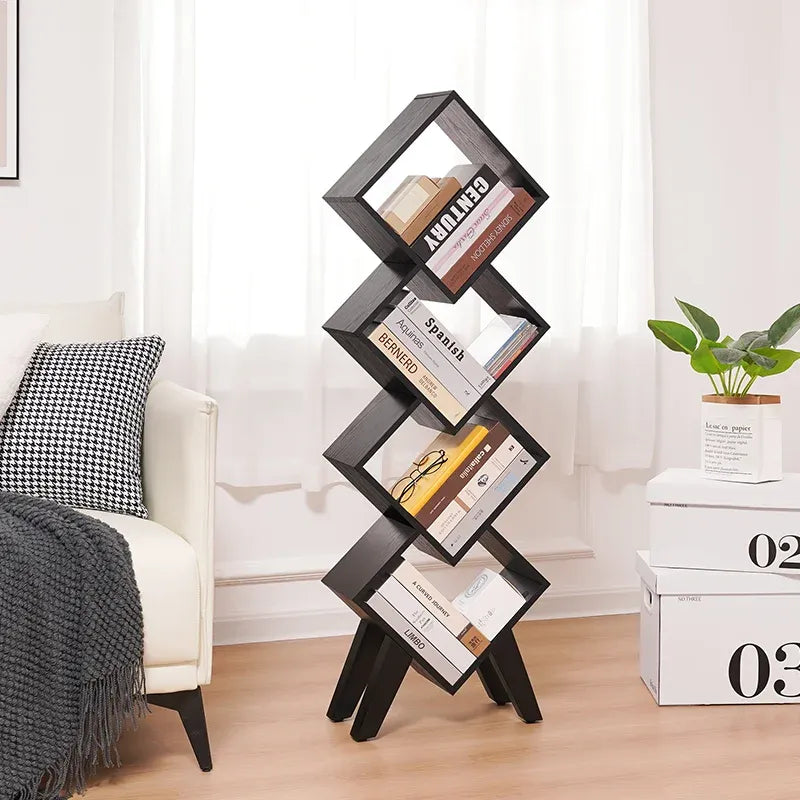 Yoobure Modern Bookshelf with Diamond Lattice Shape