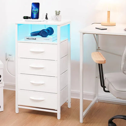 Yoobure 4-drawer nightstand with large capacity and LEDs