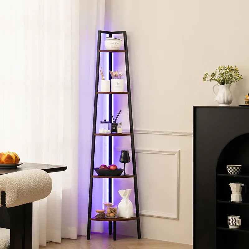 Simple Yoobure 5-Tier Corner Shelf with LED