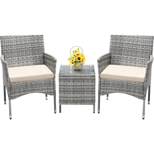 Outdoor PE Rattan Wicker Chairs with Table