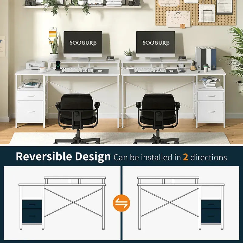 Home Utility Yoobure 55.1-Inch Two Drawer Computer Desk