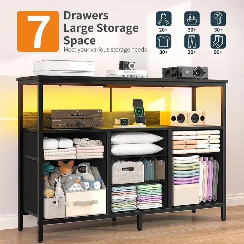 Yoobure TV stand with 7 organizer drawers