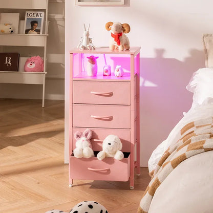 Yoobure 4-drawer nightstand with large capacity and LEDs