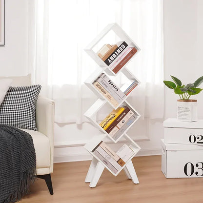 Yoobure Modern Bookshelf with Diamond Lattice Shape