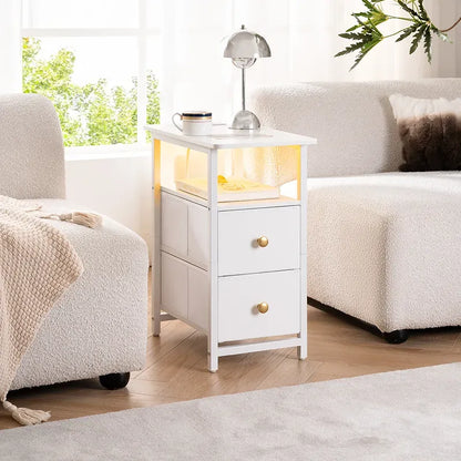 Rechargeable Yoobure 2 Drawer Narrow Side Table with Charging Post