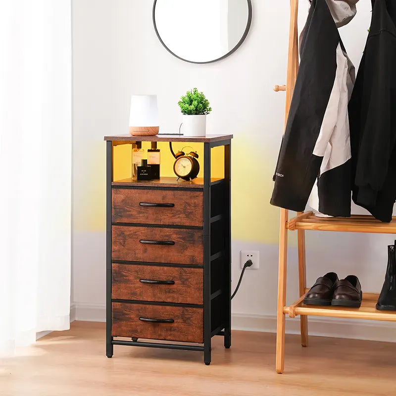 Yoobure 4-drawer nightstand with large capacity and LEDs