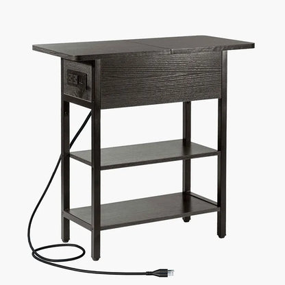 Dark Grey End Table with Charging Station