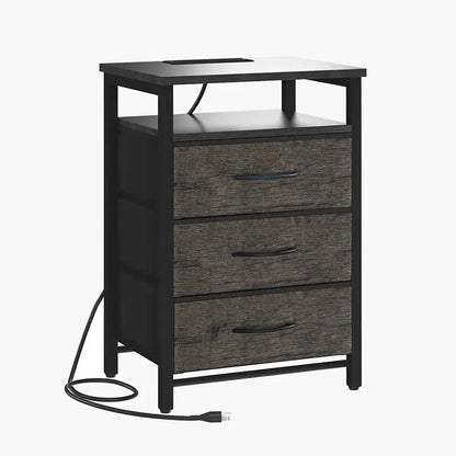 Yoobure 3-drawer nightstand with LED and charging port