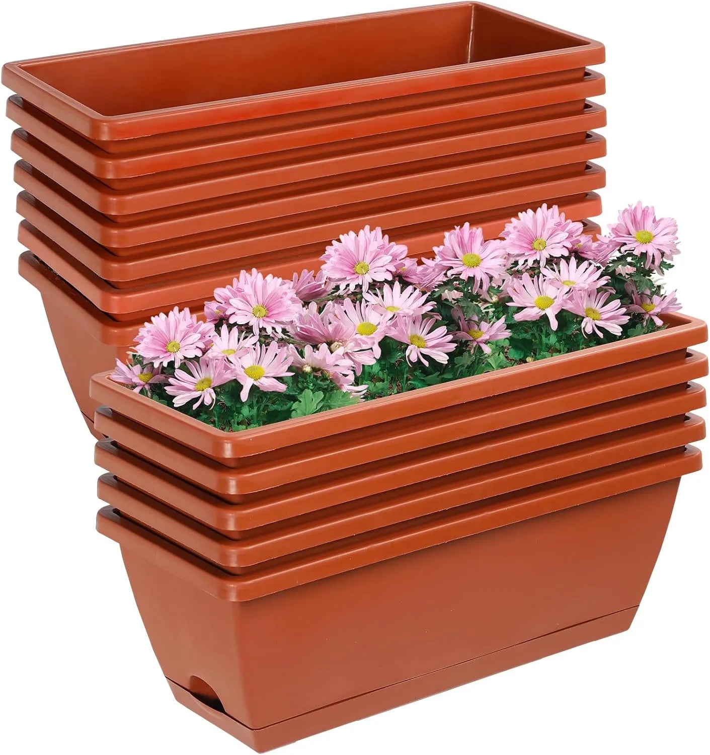 Yoobures 12 17-inch rectangular plastic planter boxes with drainage holes