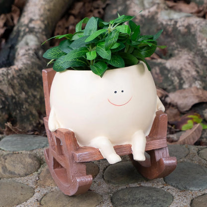 Yoobures Smily Face Planter Pot Cute Resin Flower Head Planters