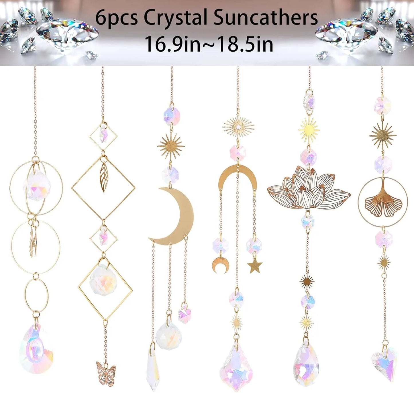 Yoobures Sun Catcher, pcs Sun Catchers with Crystals Prism Agate Slices Bulk