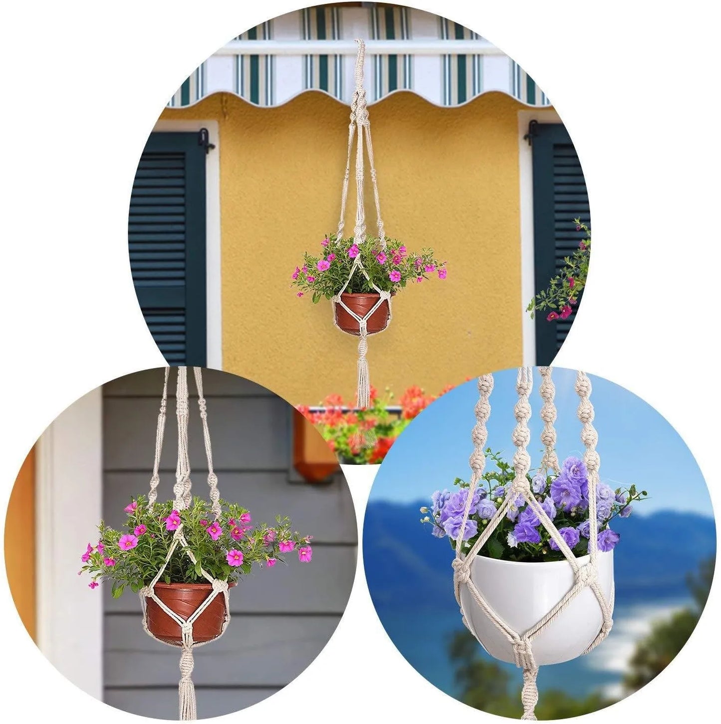 Yoobures 3 Pack Macrame Plant Hanger Indoor Hanging Planter