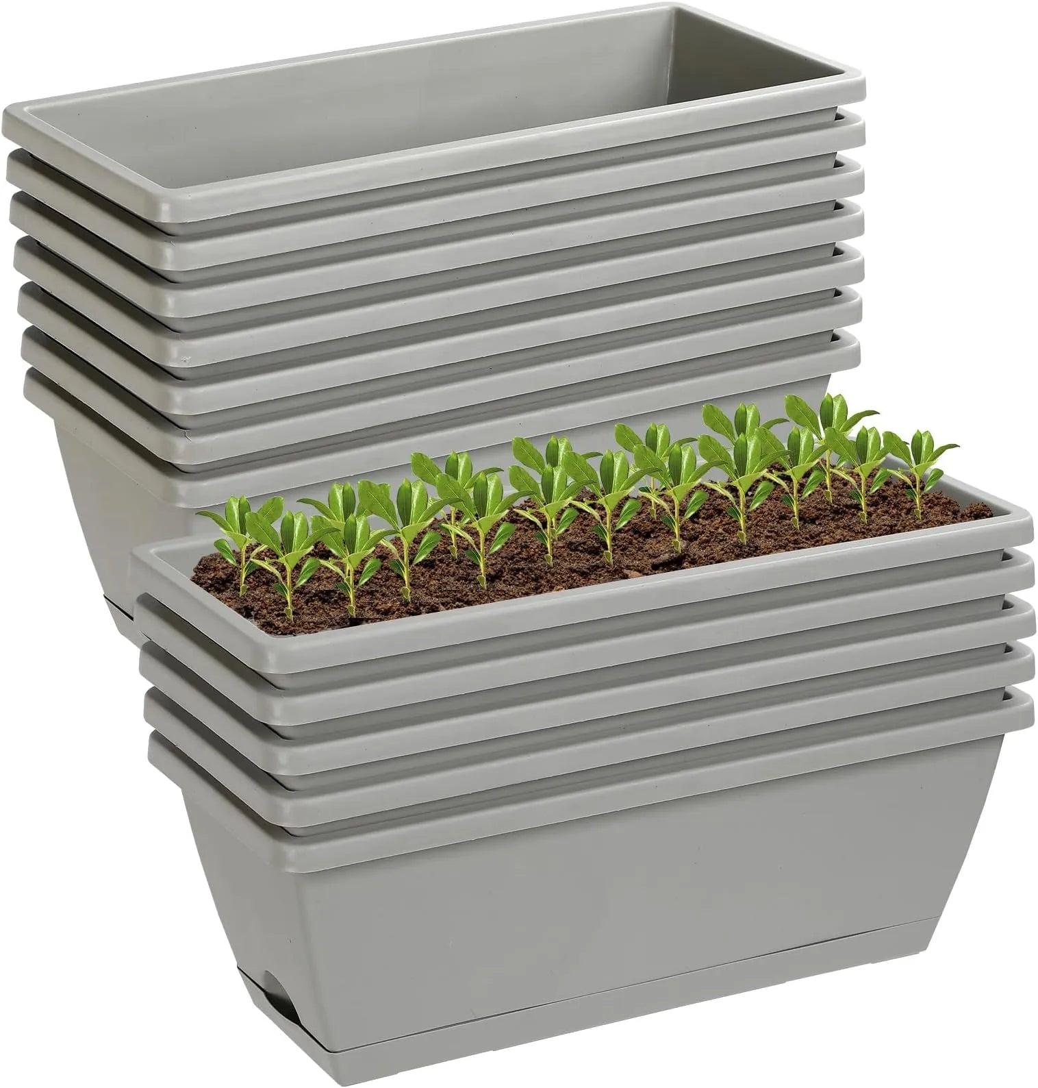 Yoobures 12 17-inch rectangular plastic planter boxes with drainage holes