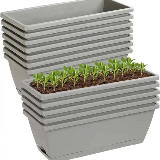 Yoobures 12 17-inch rectangular plastic planter boxes with drainage holes