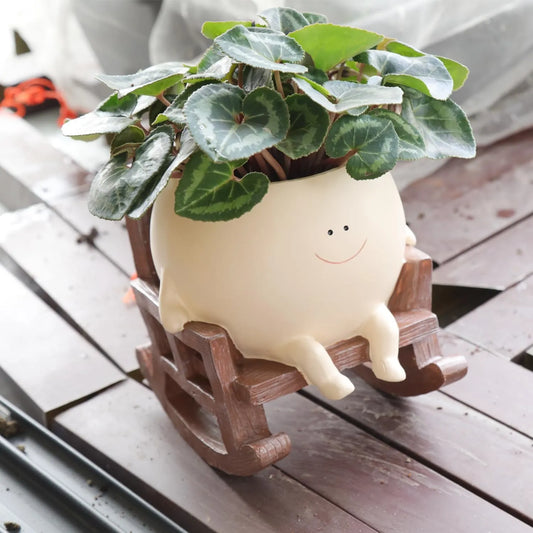 Yoobures Smily Face Planter Pot Cute Resin Flower Head Planters