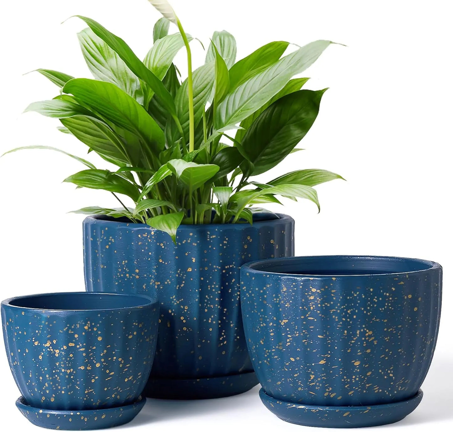 Yoobures Ceramic Plant Pots with Drainage Holes and Saucers