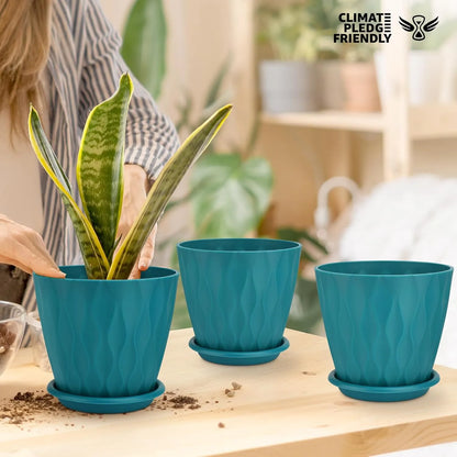 Yoobures Planters with Drainage Holes and Tray Saucers