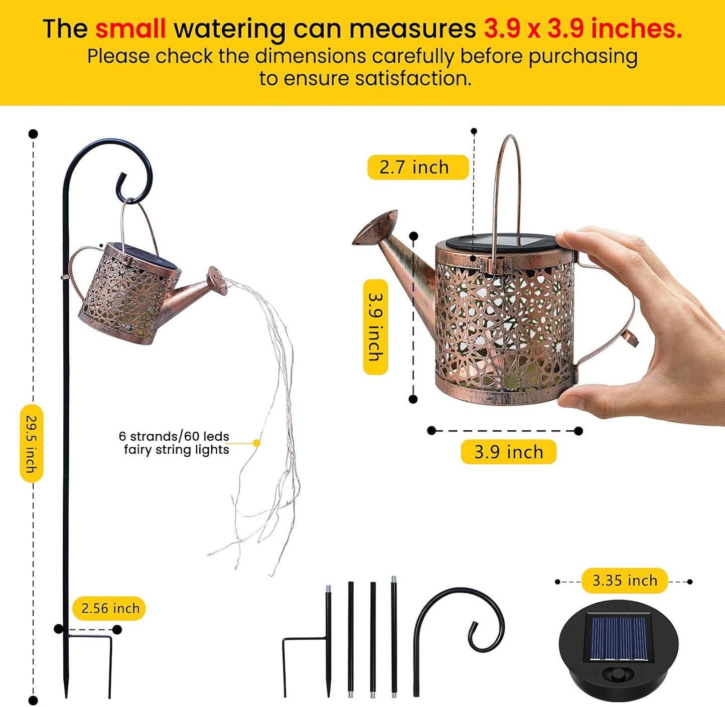 Outdoor Decorative Metal Solar Watering Can Light