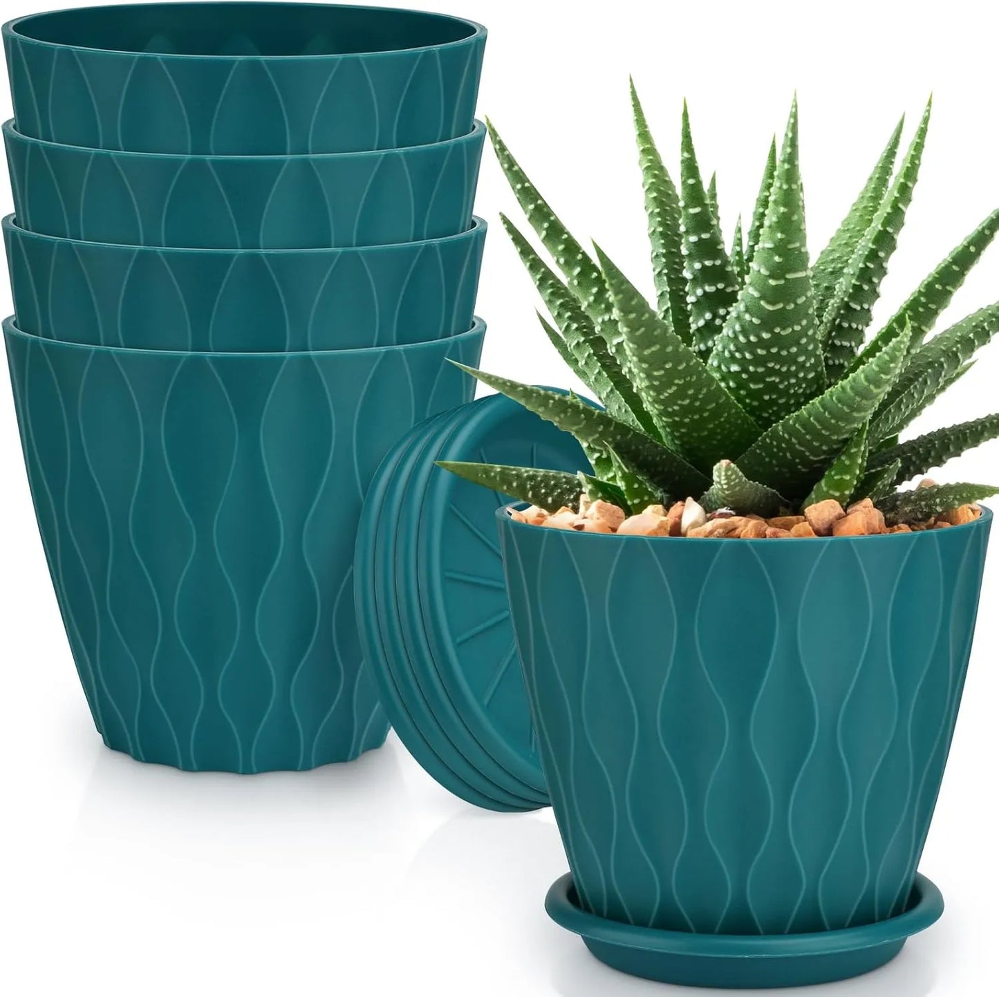 Yoobures Planters with Drainage Holes and Tray Saucers