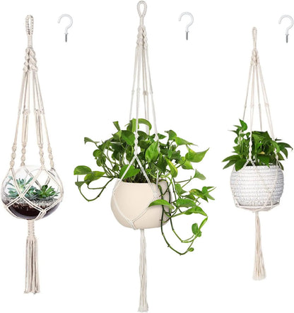 Yoobures 3 Pack Macrame Plant Hanger Indoor Hanging Planter