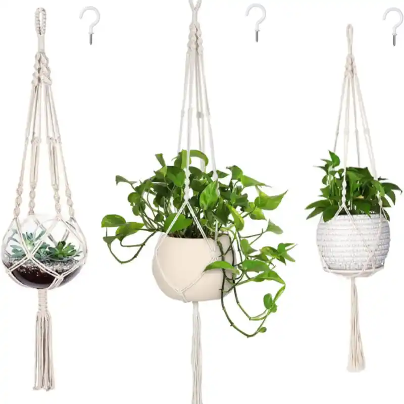 Yoobures 3 Pack Macrame Plant Hanger Indoor Hanging Planter